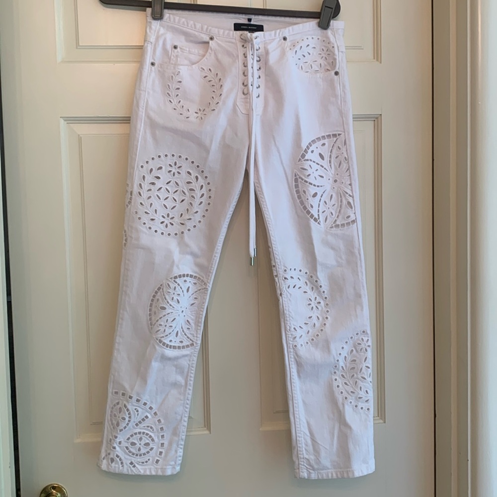 -Isabel Marant
Item - White Embioided Low Rise Tie Up Trousers